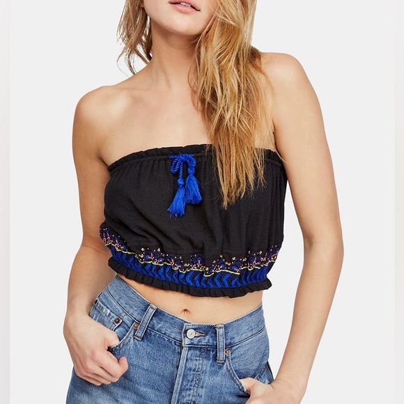 Free People Tops - Free People No More Tiers Embroidered Tube Top